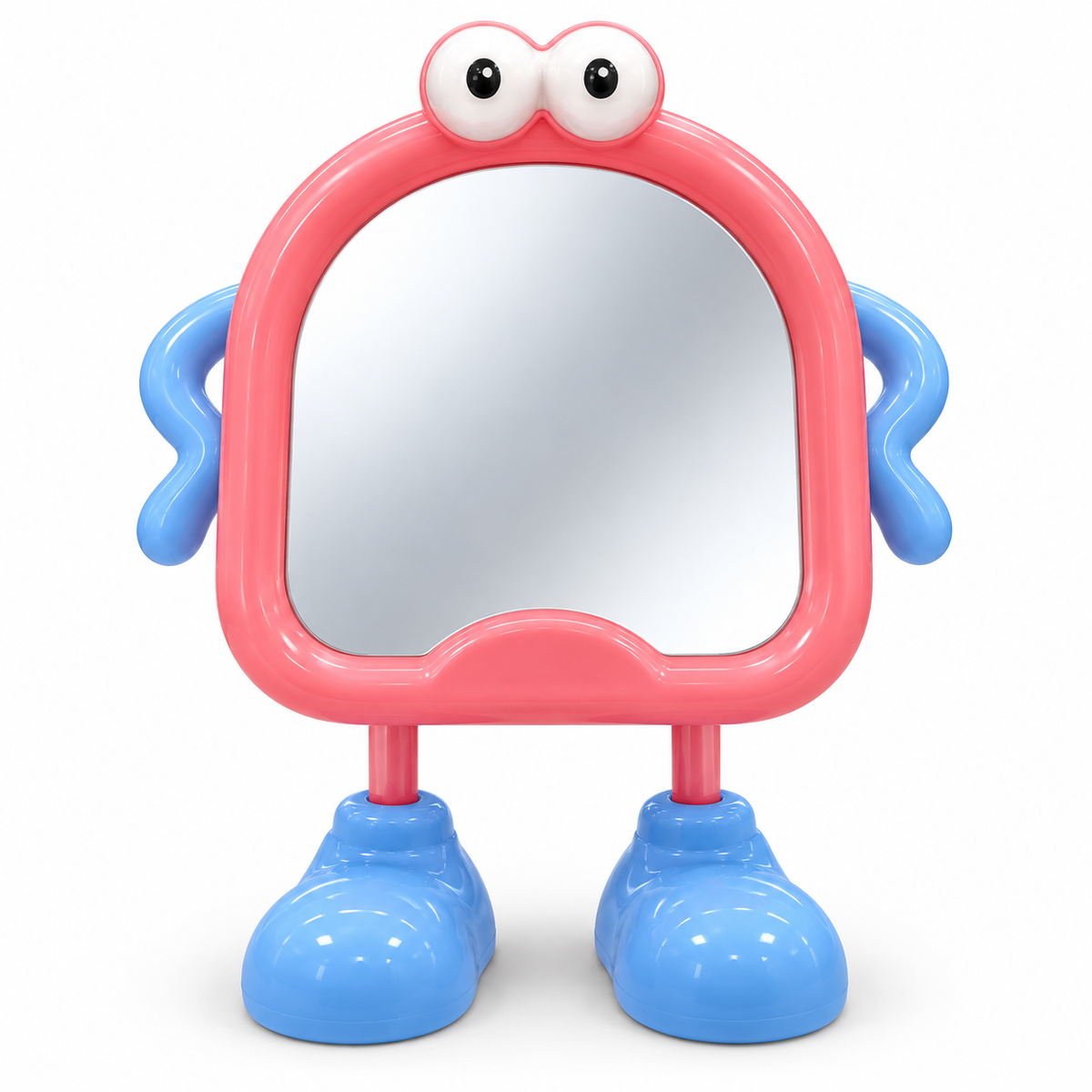 Cute Cartoon Desk Mirror for Kids with Big Eyes & Shoe Stand, Tabletop Vanity Mirror