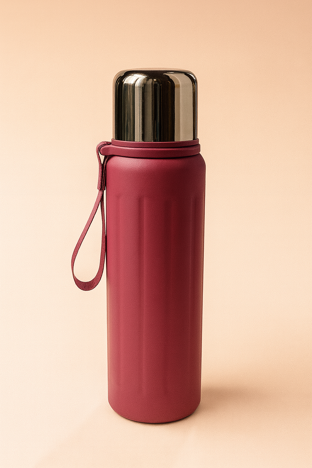 UrbanThermo – Double Wall Hot & Cold Flask with Metallic Cup & Grip Strap