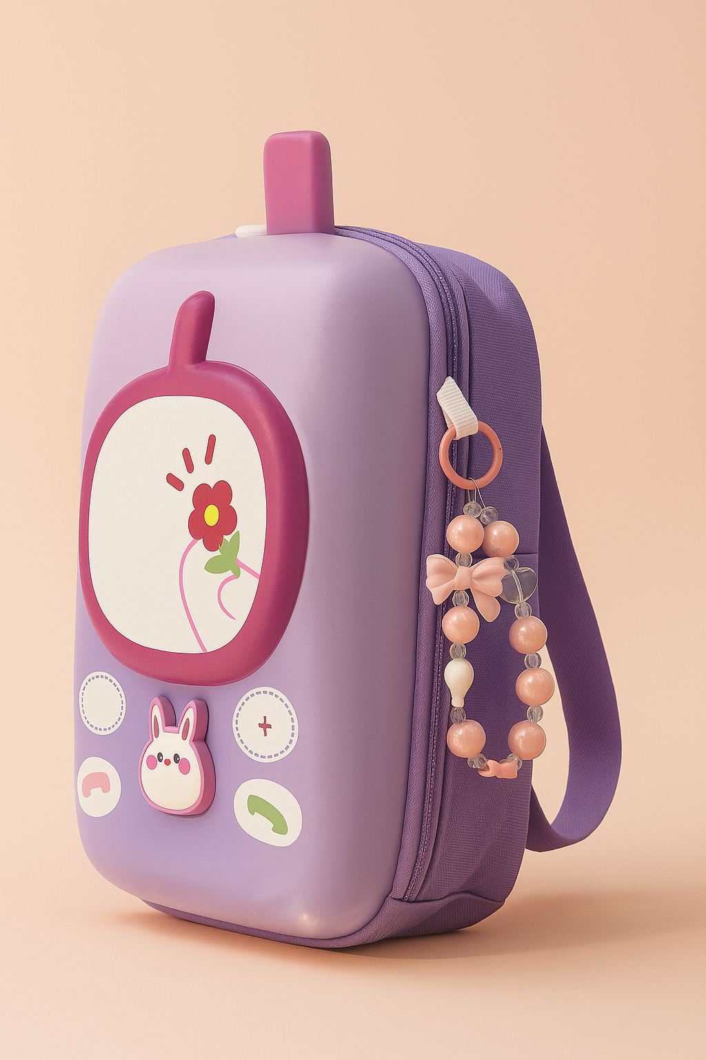 Cute 3D Mobile Design Kids Backpack | EVA Waterproof Cartoon School Bag with Bunny & Phone Buttons | Stylish Lightweight Travel Bag for Boys & Girls | Perfect Birthday Gift
