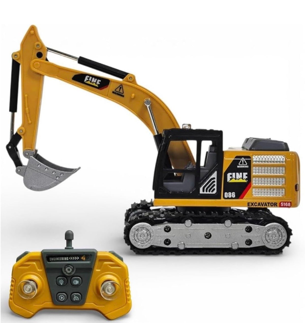 Mini Remote Control Excavator Toy for Kids – RC JCB Construction Truck with 360° Rotating Cabin, Moving Arm & Bucket, Lights & Sound | Type-C Rechargeable Crawler Digger Toy | Gift for Boys 3+ Years (Yellow)