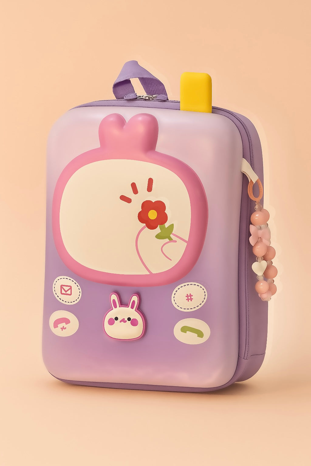 Cute 3D Mobile Design Kids Backpack | EVA Waterproof Cartoon School Bag with Bunny & Phone Buttons | Stylish Lightweight Travel Bag for Boys & Girls | Perfect Birthday Gift