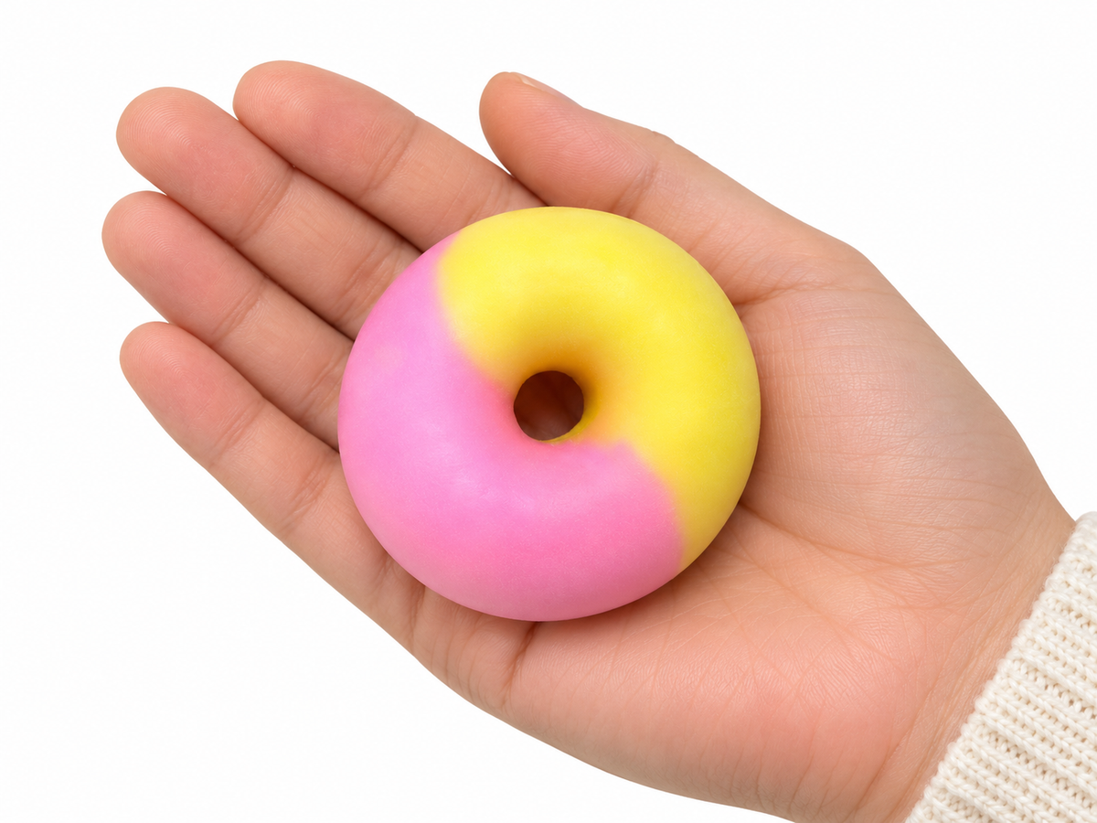 Crispy Donut Squishy Toy, Slow Rising Stress Relief Fidget with Crunchy Shell