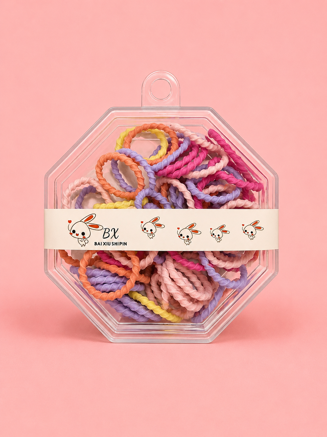 Twisted Rope Hair Ties for Women & Girls – 60 Pcs Black Elastic Hair Bands | Soft No-Damage Ponytail Holders | Thick Seamless Hair Rubber Bands – Gift Box Pack