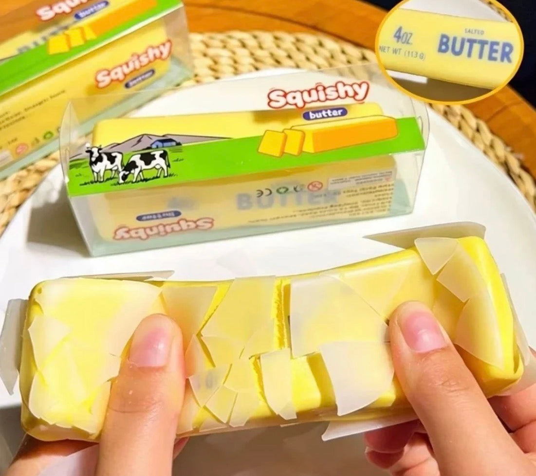 Crispy Butter Stick Squishy Toy, Slow Rising Stress Relief Fidget with Crunchy Shell