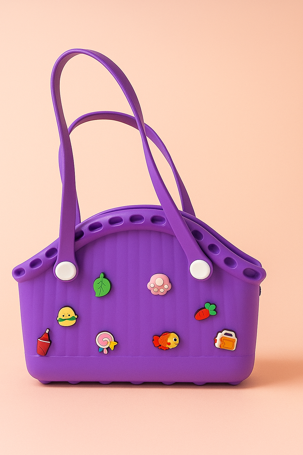 Charmify Carry-All Bag | Trendy Sky Crocs Style Basket Tote Bag | Waterproof EVA Jelly Handbag with Fun Charms | Large Capacity Beach, Travel & Daily Use Bag for Girls