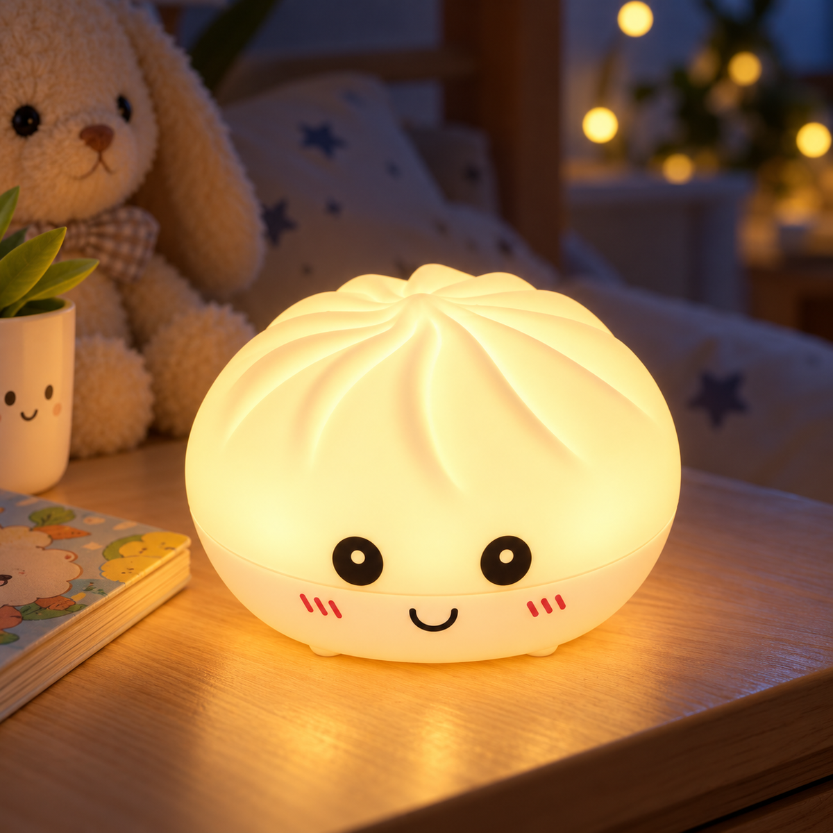 Kawaii dumpling night light in kids bedroom