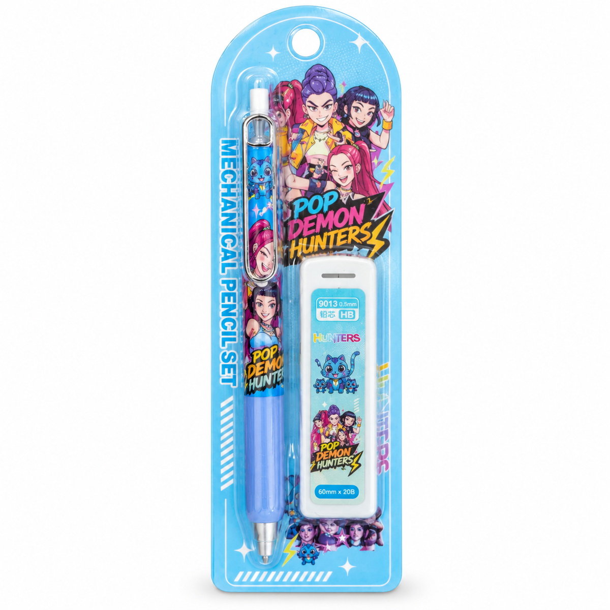 Mechanical Pencil Set for Kids with 0.5mm HB Lead Refills, Cartoon Print, 4 Designs