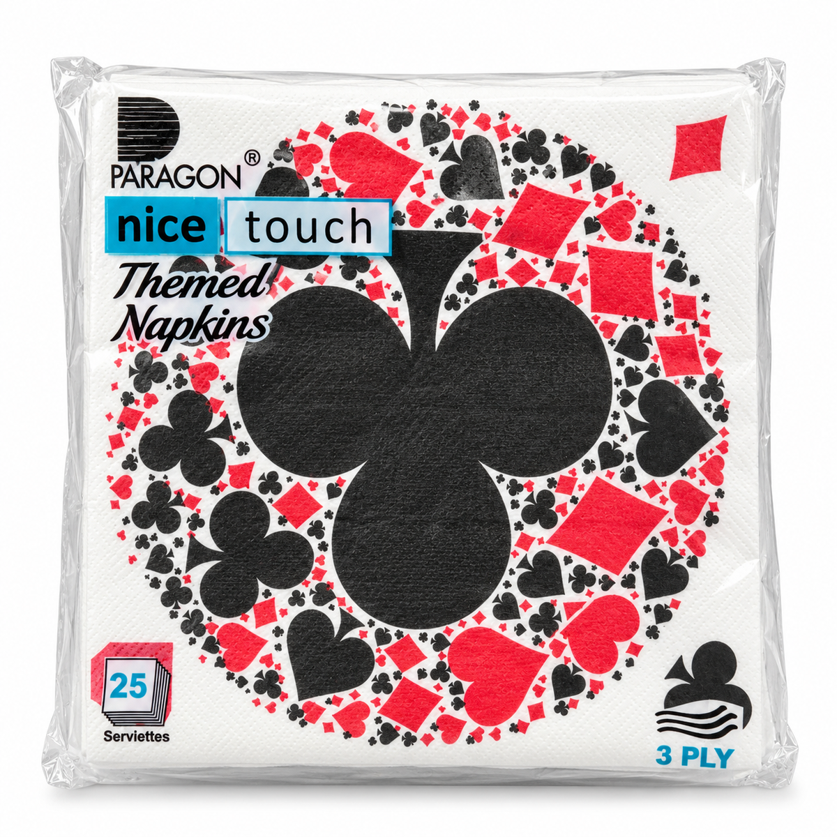Paragon Playing Card Theme Paper Napkins, 3 Ply, Pack of 25 Serviettes for Card Parties