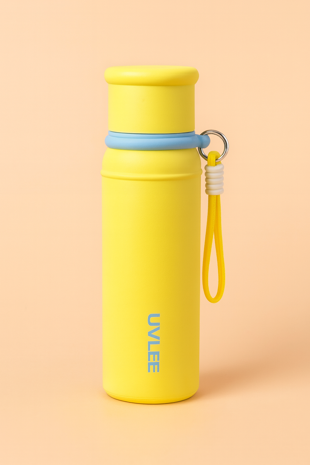UVLEE Stainless Steel Insulated Water Bottle | 24-Hour Hot & Cold Hydration with Soft Carry Loop | Matte Blue Travel Bottle for Office & Gym