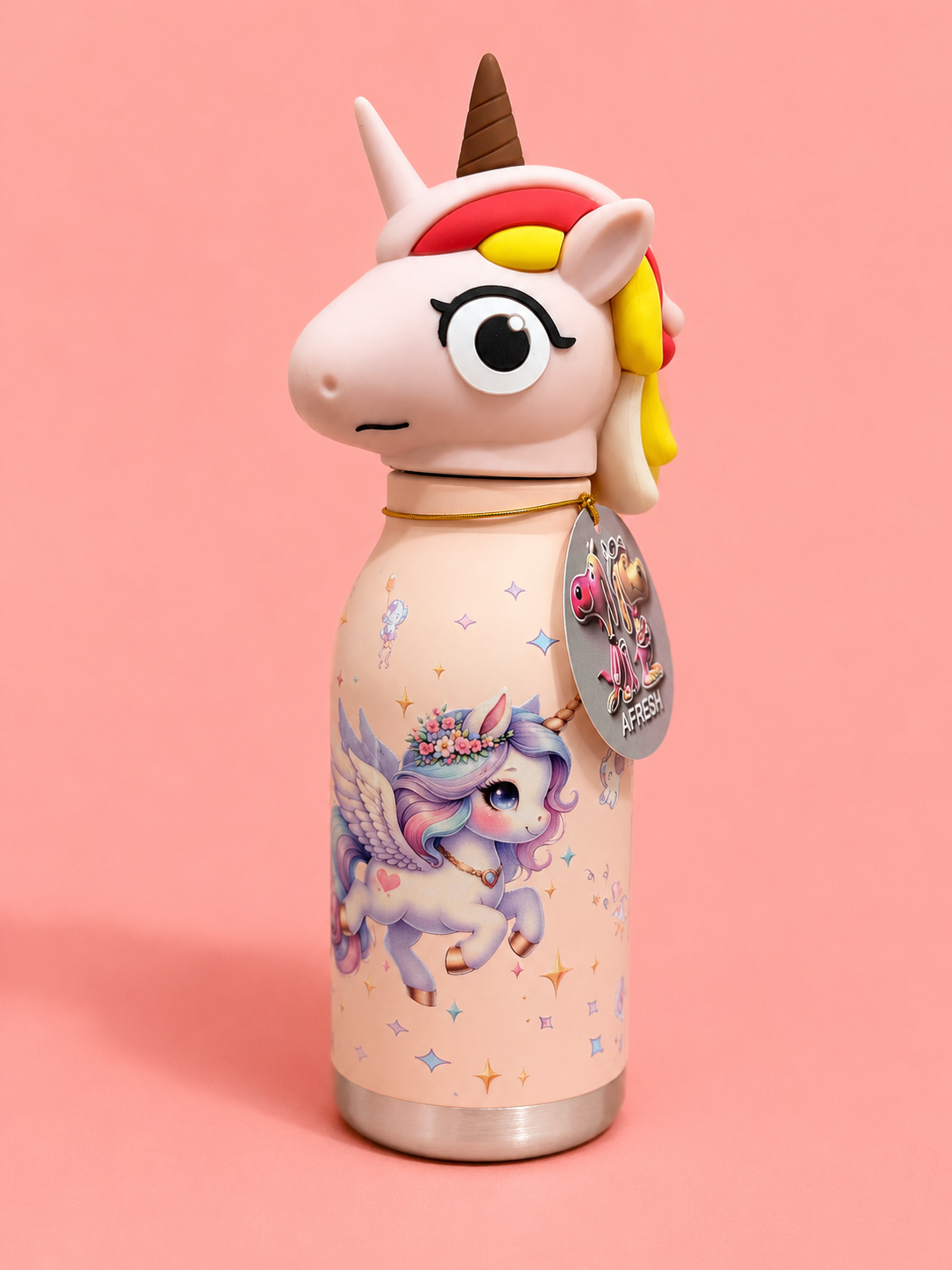 3D Animal Head Kids Water Bottle – Stainless Steel Insulated Bottle with Cute Character Lid | 4 Designs: Owl, Tiger, Unicorn | Keeps Hot & Cold | School & Outdoor Use | Age 3+ | Birthday Gift