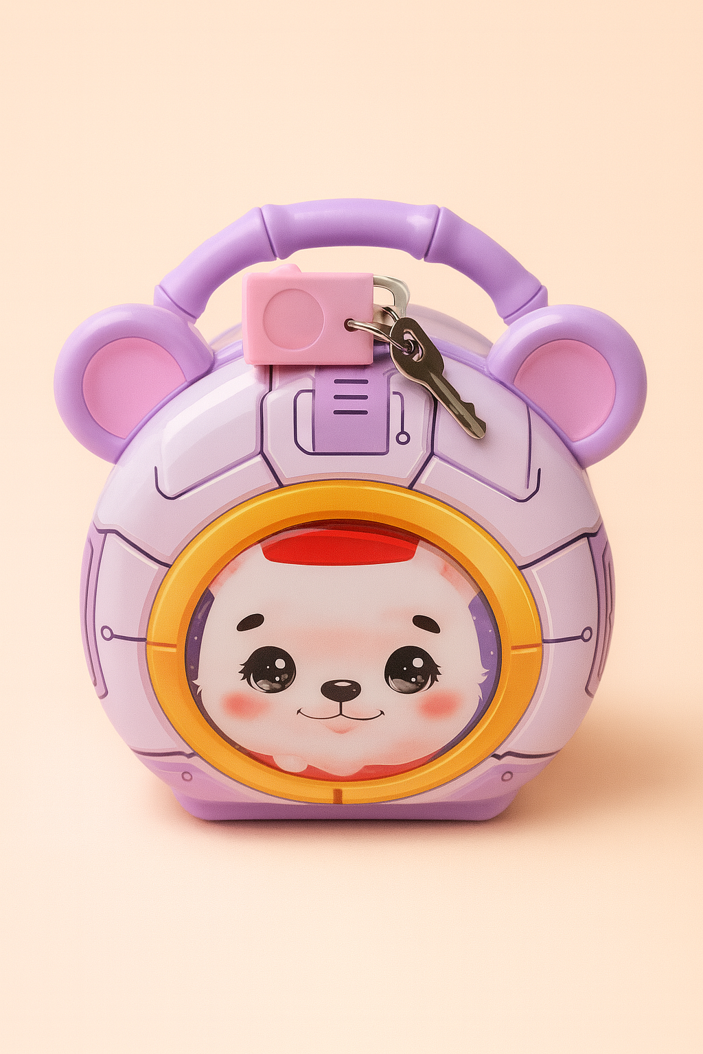 CosmoCub Galaxy Bear Money Bank – Lock & Key Space-Themed Coin Saver for Kids | Cute Astronaut Piggy Bank