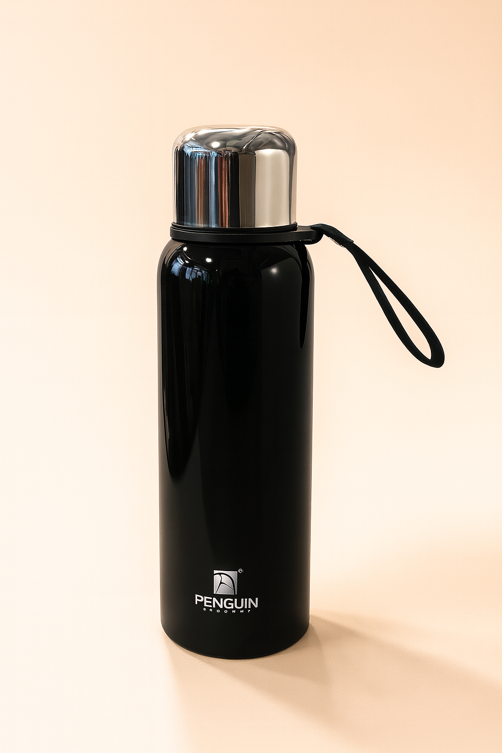 Penguin Stainless Steel Vacuum Insulated Water Bottle | 24-Hour Hot & Cold Thermos Flask with Leak-Proof Cap & Carry Strap