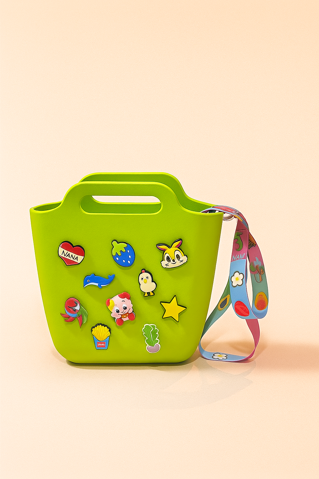 The Joy Sling | Trendy Crocs Style EVA Tote Bag for Women | Waterproof Handbag with Printed Strap & Fun Charms