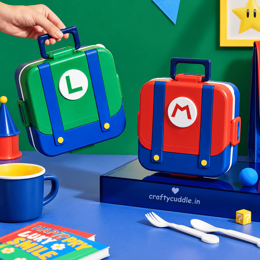 Green kids lunch box with lock clips and carry handle