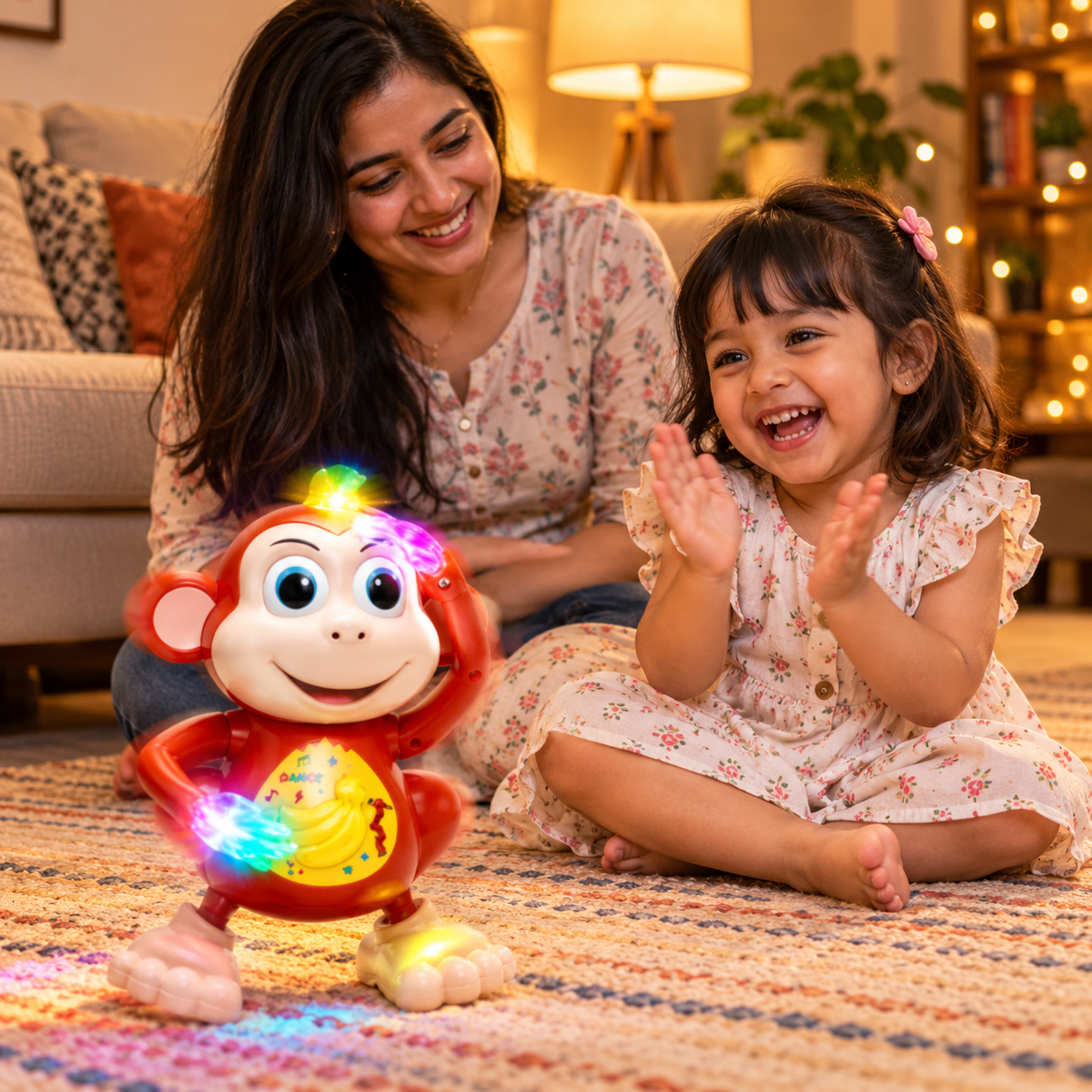 Dancing Monkey Toy for Kids – Musical Walking & Dancing Monkey with Flashing Lights and Fun Music | Battery Operated Light-Up Toy for Babies & Toddlers | Gift for Boys & Girls 1 Year+