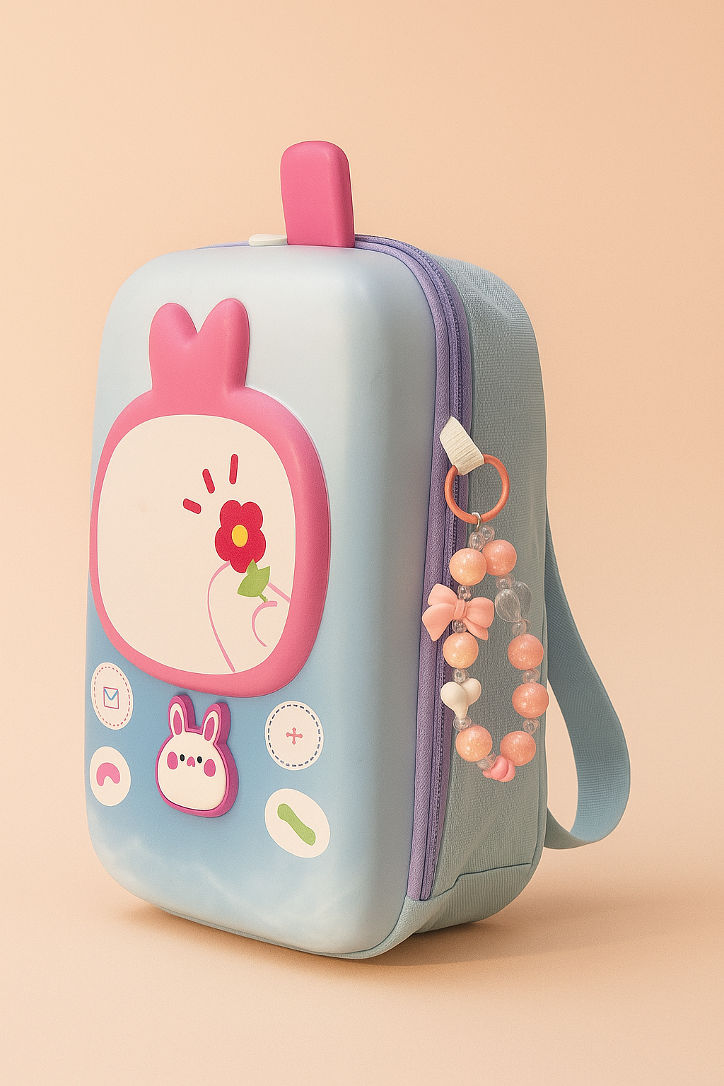 Cute 3D Mobile Design Kids Backpack | EVA Waterproof Cartoon School Bag with Bunny & Phone Buttons | Stylish Lightweight Travel Bag for Boys & Girls | Perfect Birthday Gift