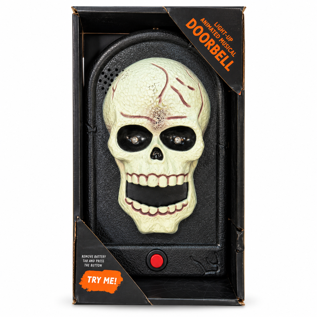 Halloween Animated Doorbell – Light-Up Spooky Talking Doorbell with Scary Sounds & Moving Parts | Haunted House Door Decoration for Halloween Party, Trick-or-Treat & Pranks (Pumpkin / Skull / Witch)
