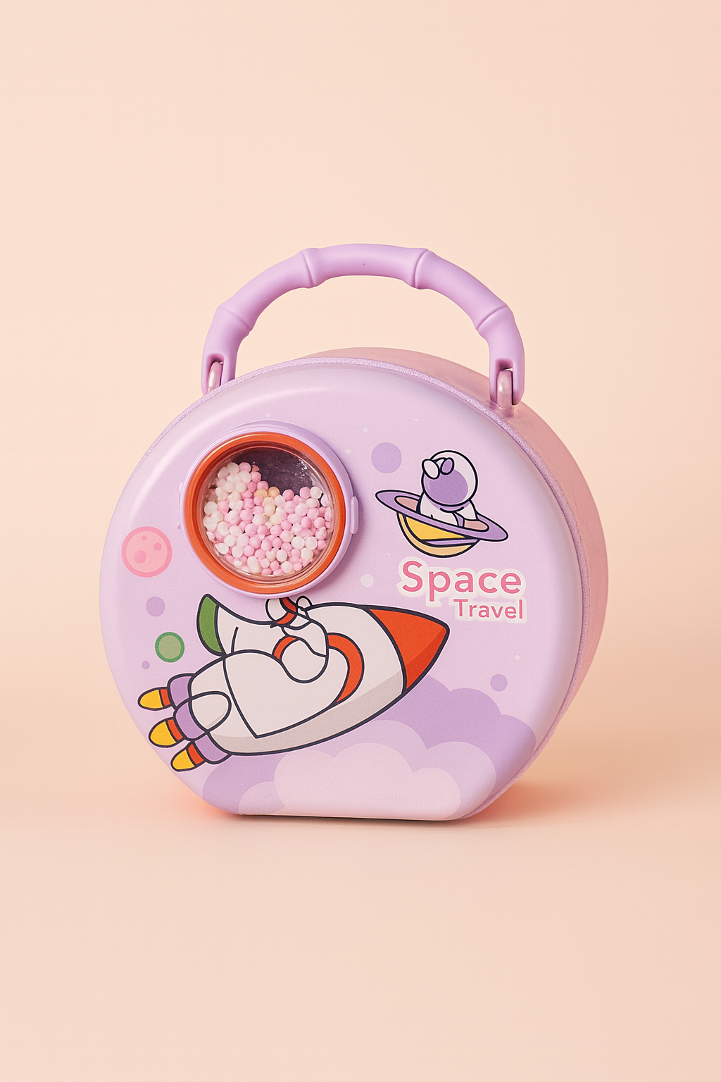 Space Rocket Money Bank for Kids | Adorable Purple Coin Box with Astronaut & Space Theme | Cute Piggy Bank with Handle