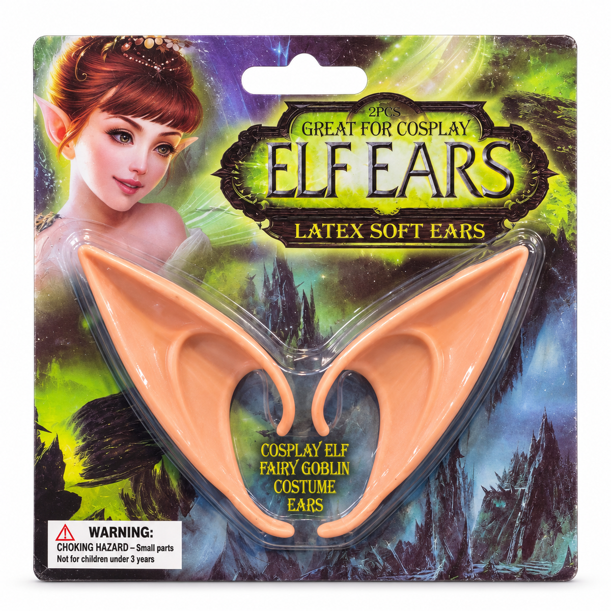 Elf Ears Cosplay Set – 2 Pcs Soft Latex Pointed Ears for Elf, Fairy, Goblin & Vampire Costumes | Slip-On Fantasy Ear Tips for Halloween Party, Cosplay & Fancy Dress (Skin Tone)
