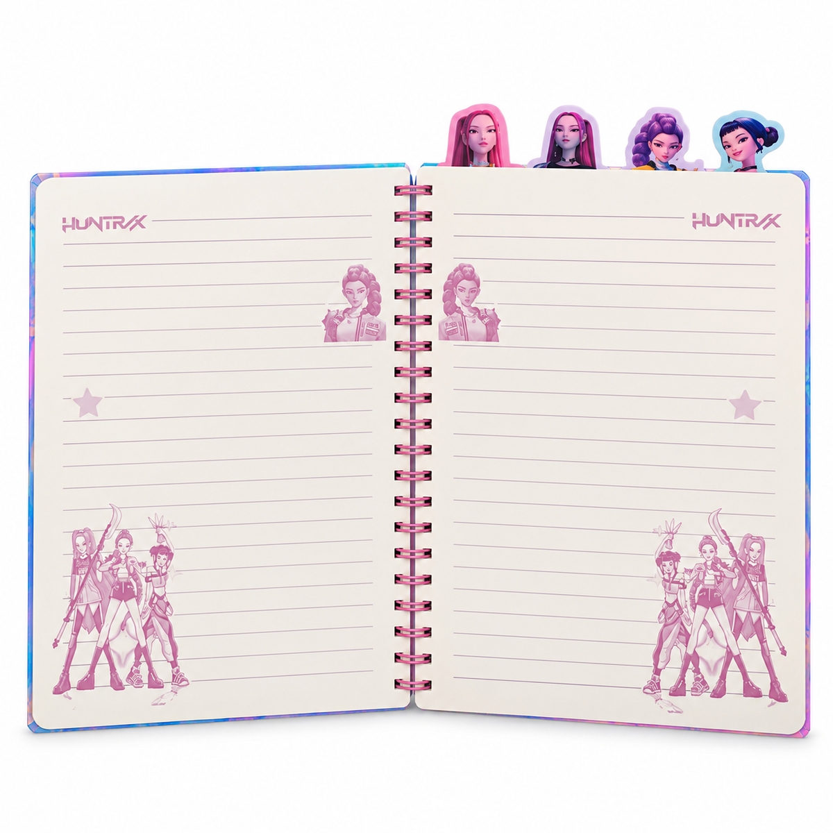 KPop Demon Hunters A4 Spiral Notebook with Holographic Cover & Character Tab Dividers - 70pgs