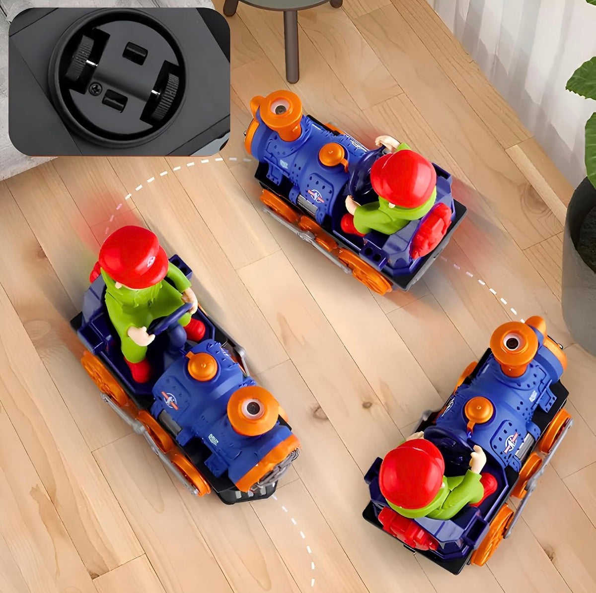Steam Engine Train Toy for Kids – Bump & Go Locomotive with Real Water Mist Smoke, Colourful LED Lights & Music | 360° Auto-Turning Toy Train with Driver | Gift for Boys & Girls 3+ Year