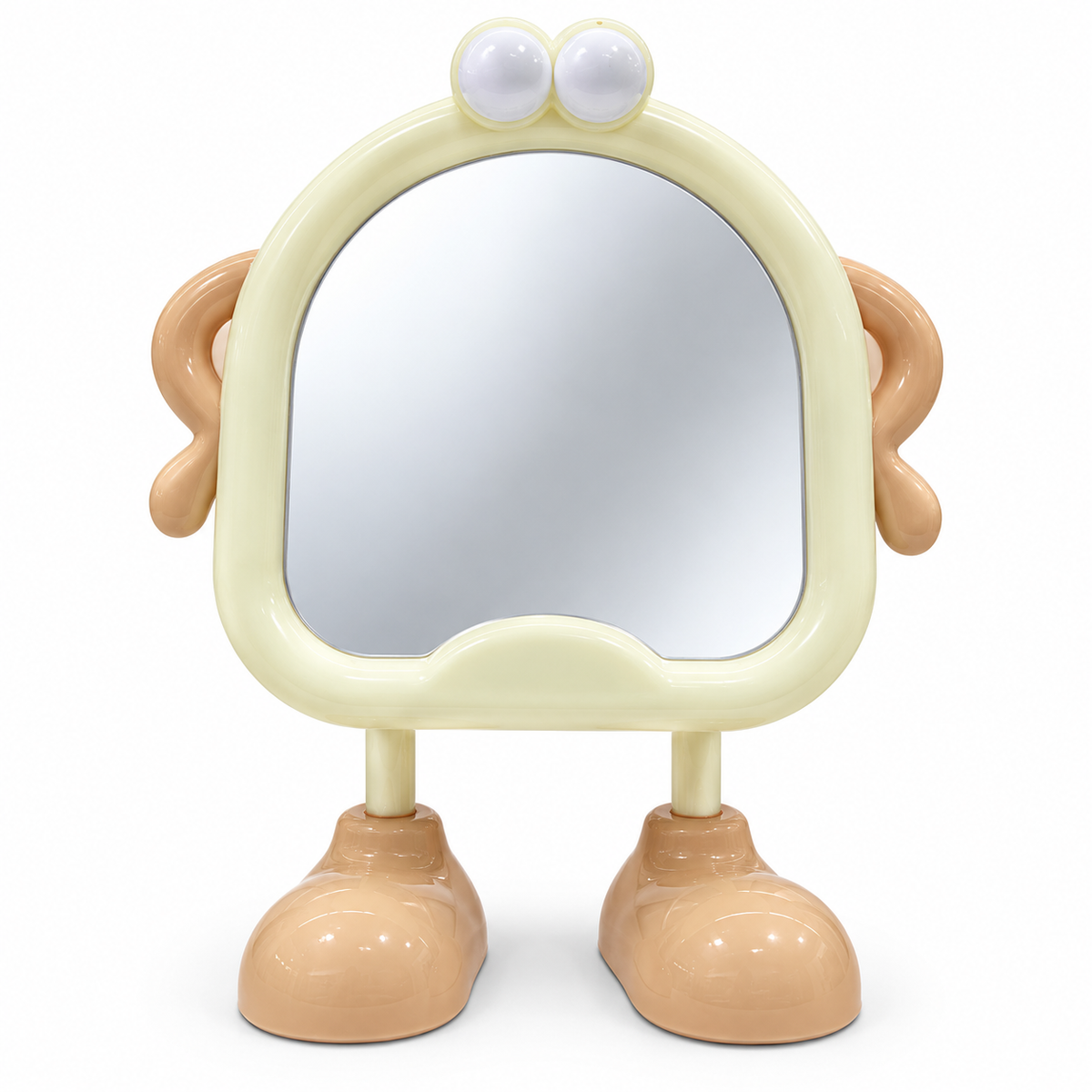 Cute Cartoon Desk Mirror for Kids with Big Eyes & Shoe Stand, Tabletop Vanity Mirror