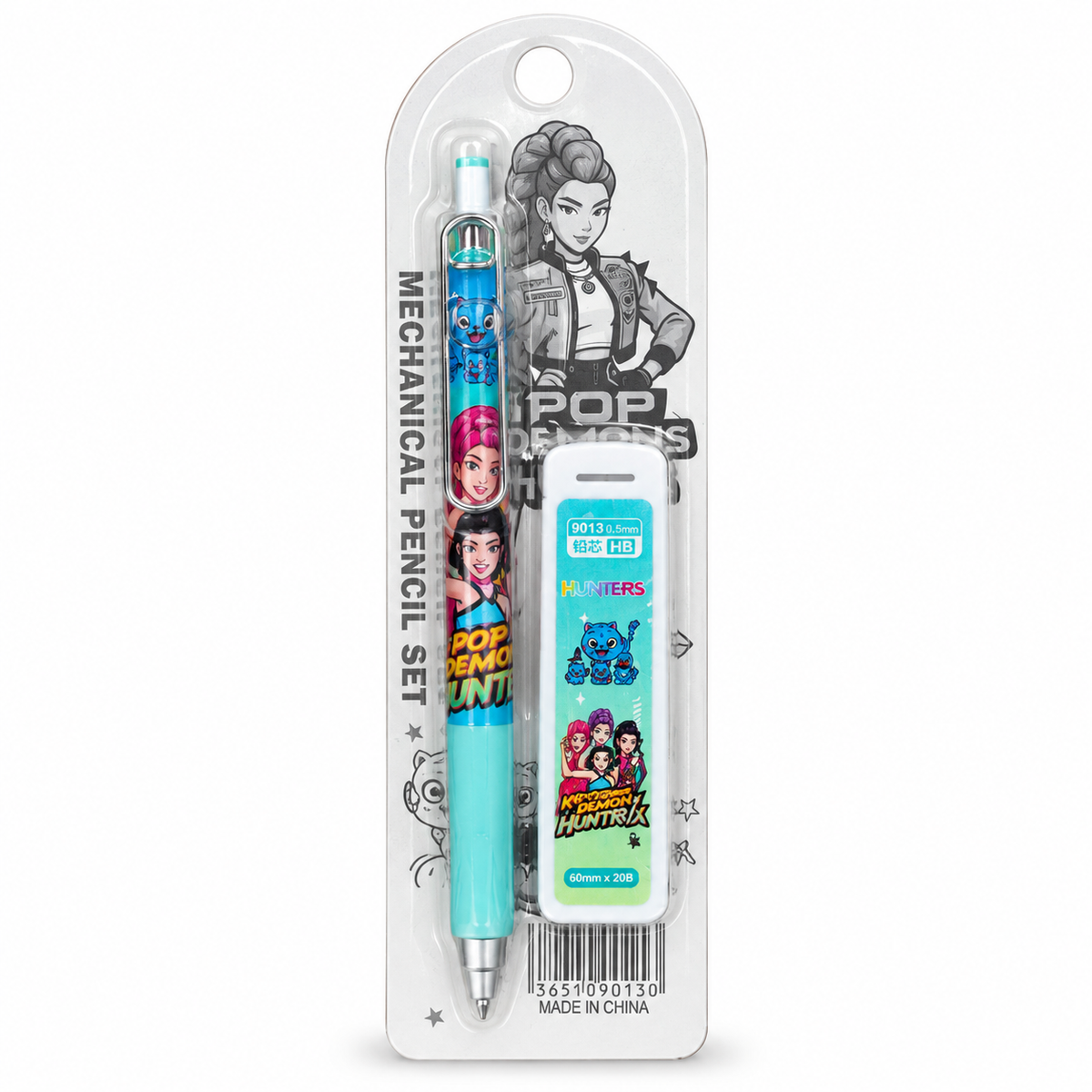 Mechanical Pencil Set for Kids with 0.5mm HB Lead Refills, Cartoon Print, 4 Designs