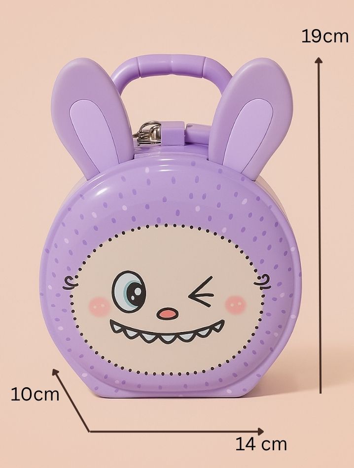 Winky Bunny BankCute Purple Bunny Money Bank for Kids | Adorable Cartoon Coin Box with Handle | Fun Winking Face Design | Durable Plastic Piggy Bank for Boys & Girls