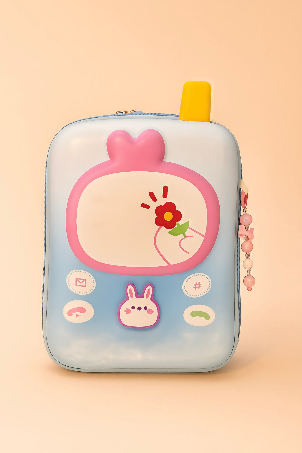 Cute 3D Mobile Design Kids Backpack | EVA Waterproof Cartoon School Bag with Bunny & Phone Buttons | Stylish Lightweight Travel Bag for Boys & Girls | Perfect Birthday Gift