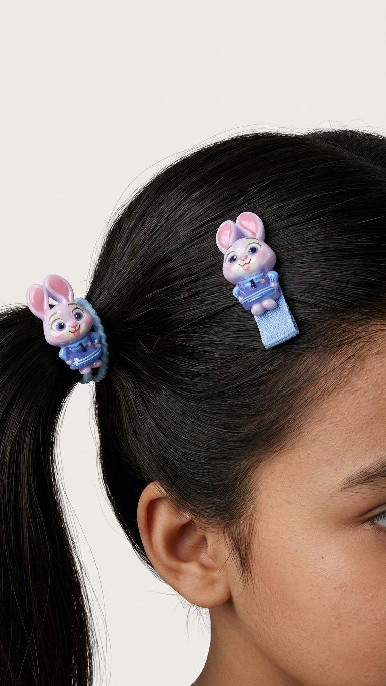 3D Cartoon Animal Hair Ties & Clips Set for Girls – 10 Piece Cute Character Elastic Hair Band & Snap Clip Combo | Bunny, Fox, Tiger & More | Kids Hair Accessories for Toddlers Age 3+ | Birthday Gift