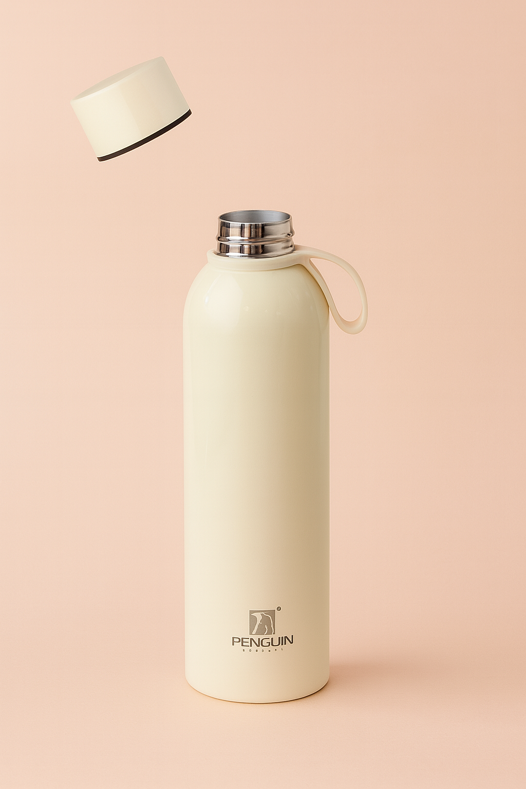 Penguin Stainless Steel Double Wall Insulated bottle | Keeps Drinks Hot & Cold for 24 Hours | Leak-Proof Travel Water Bottle with Soft Carry Loop