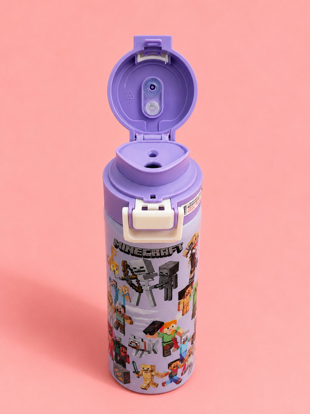 Minecraft Character Kids Water Bottle – Stainless Steel Insulated Bottle with Pop-Up Straw Lid | 4 Colour Variants | Leak-Proof School Water Bottle for Boys & Girls Age 4+ | Birthday Gift