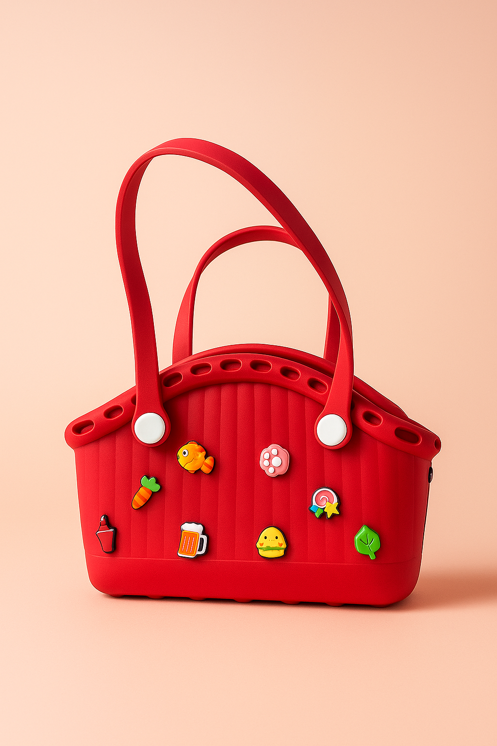 Charmify Carry-All Bag | Trendy Sky Crocs Style Basket Tote Bag | Waterproof EVA Jelly Handbag with Fun Charms | Large Capacity Beach, Travel & Daily Use Bag for Girls