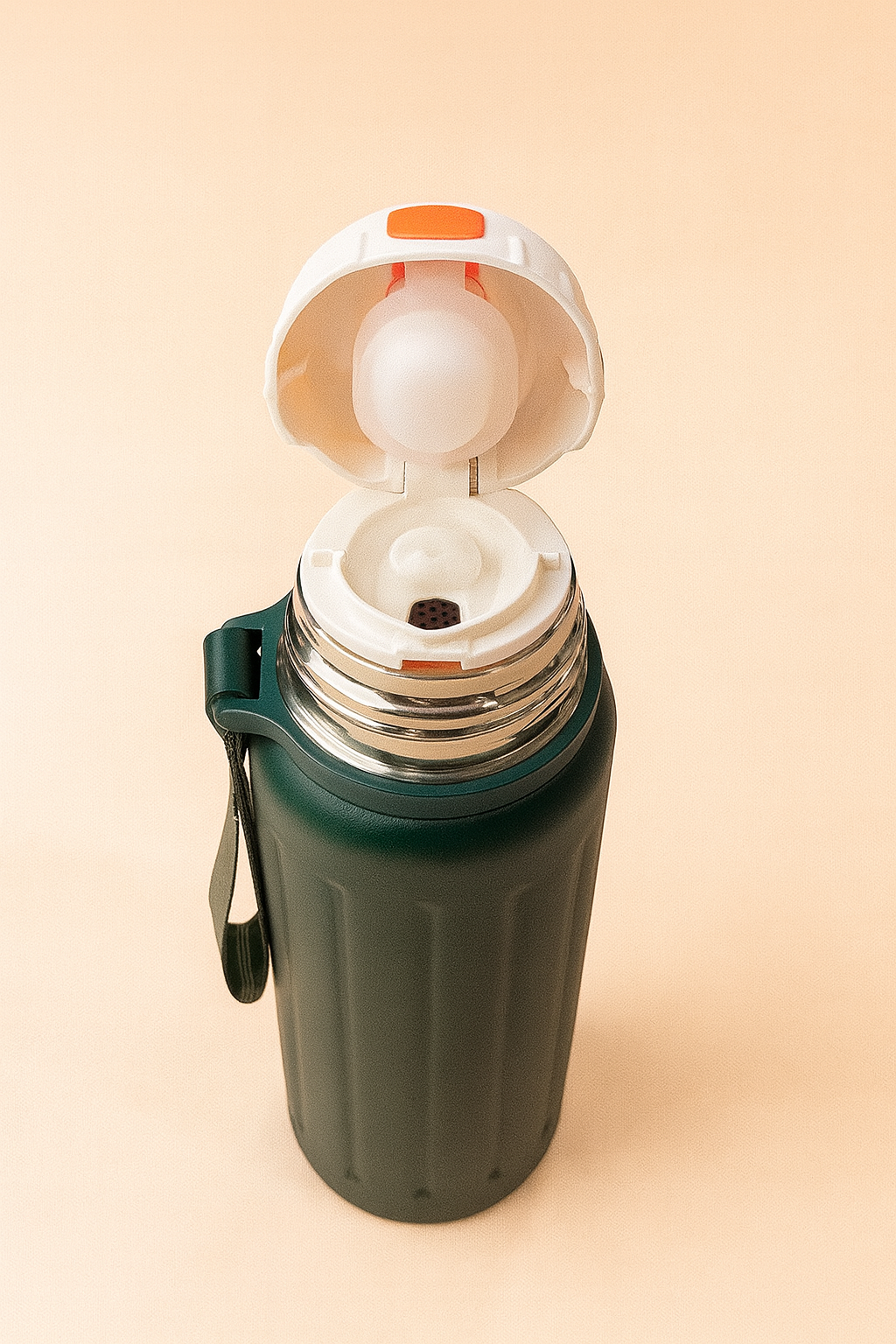 UrbanThermo – Double Wall Hot & Cold Flask with Metallic Cup & Grip Strap