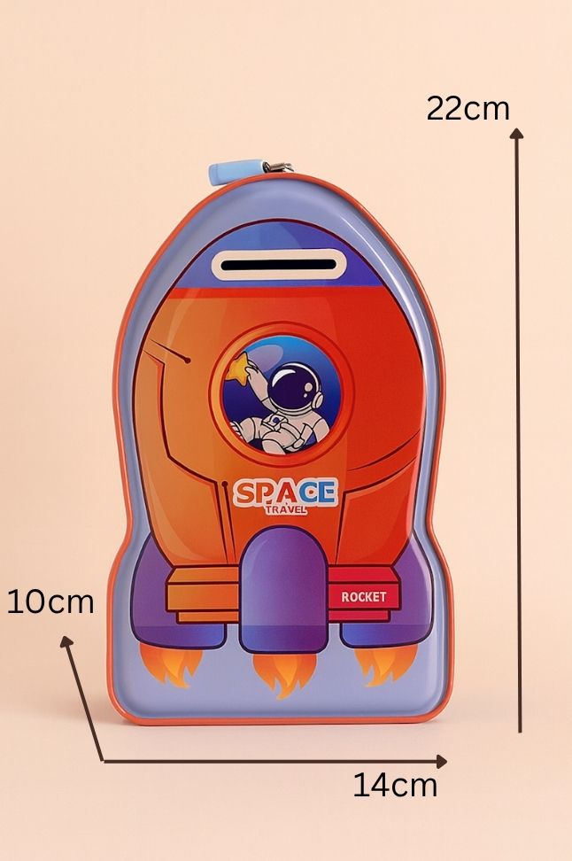 Rocket Shaped Space Travel Coin Bank for Kids | 3D Astronaut Design Money Box | Creative Piggy Bank for Boys & Girls