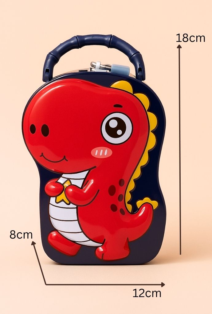 Dinosaur Shape Money Bank | Cute Green Dino Coin Box with Lock for Kids | Fun Piggy Bank Gift for Boys & Girls