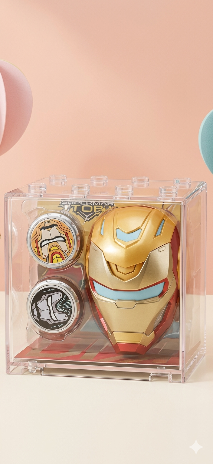 Superhero Spin Battle Toy Set with Launcher Mask | Rolly-Polly Spinning Tops | Beyblade Style Action Game for Kids | Durable Metal Tops with Collectible Design (Pack of 2)