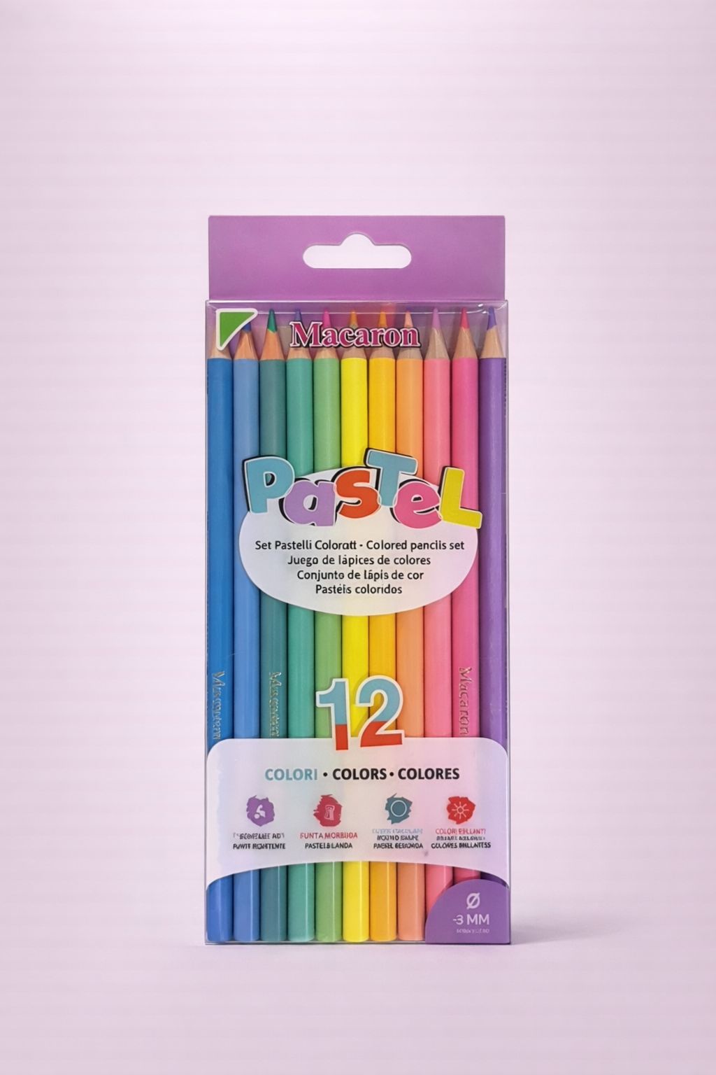 Macaron Pastel Colored Pencils Set – 12 Colors | Soft Shade Colouring Pencils for Kids & Artists