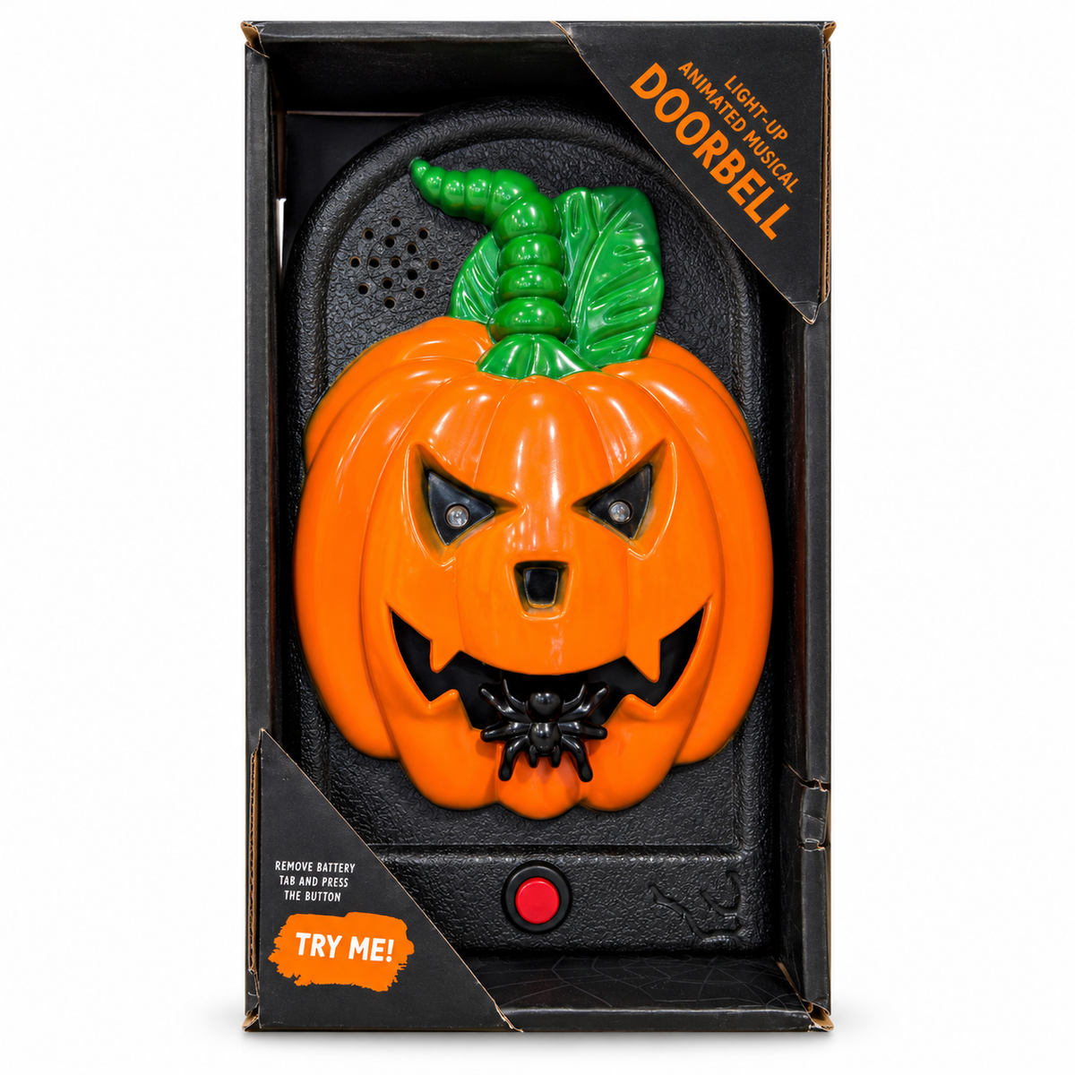 Halloween Animated Doorbell – Light-Up Spooky Talking Doorbell with Scary Sounds & Moving Parts | Haunted House Door Decoration for Halloween Party, Trick-or-Treat & Pranks (Pumpkin / Skull / Witch)