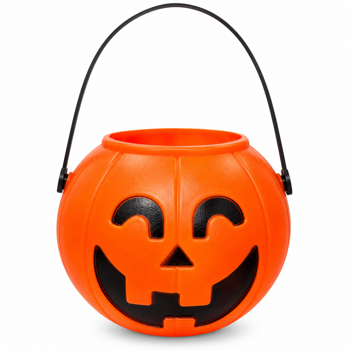 Halloween Pumpkin Candy Bucket for Kids – Jack-o'-Lantern Trick-or-Treat Basket with Handle | Plastic Pumpkin Pail for Candy, Treats & Halloween Party Decor (Orange)