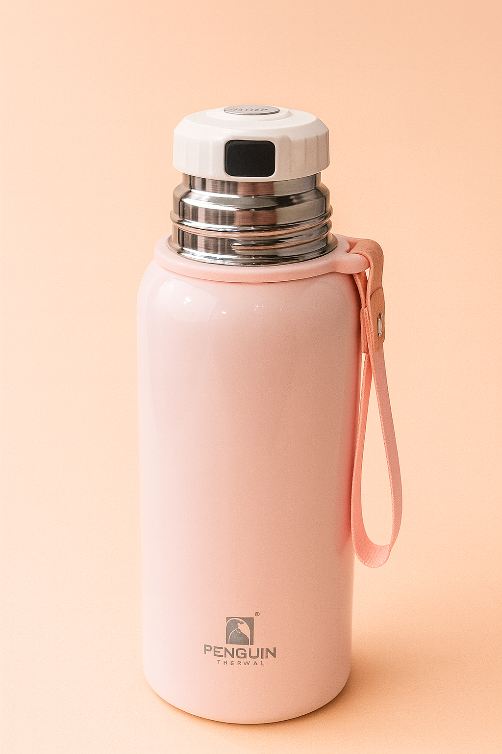 Penguin Stainless Steel Vacuum Insulated Water Bottle | 24-Hour Hot & Cold Thermos Flask with Leak-Proof Cap & Carry Strap