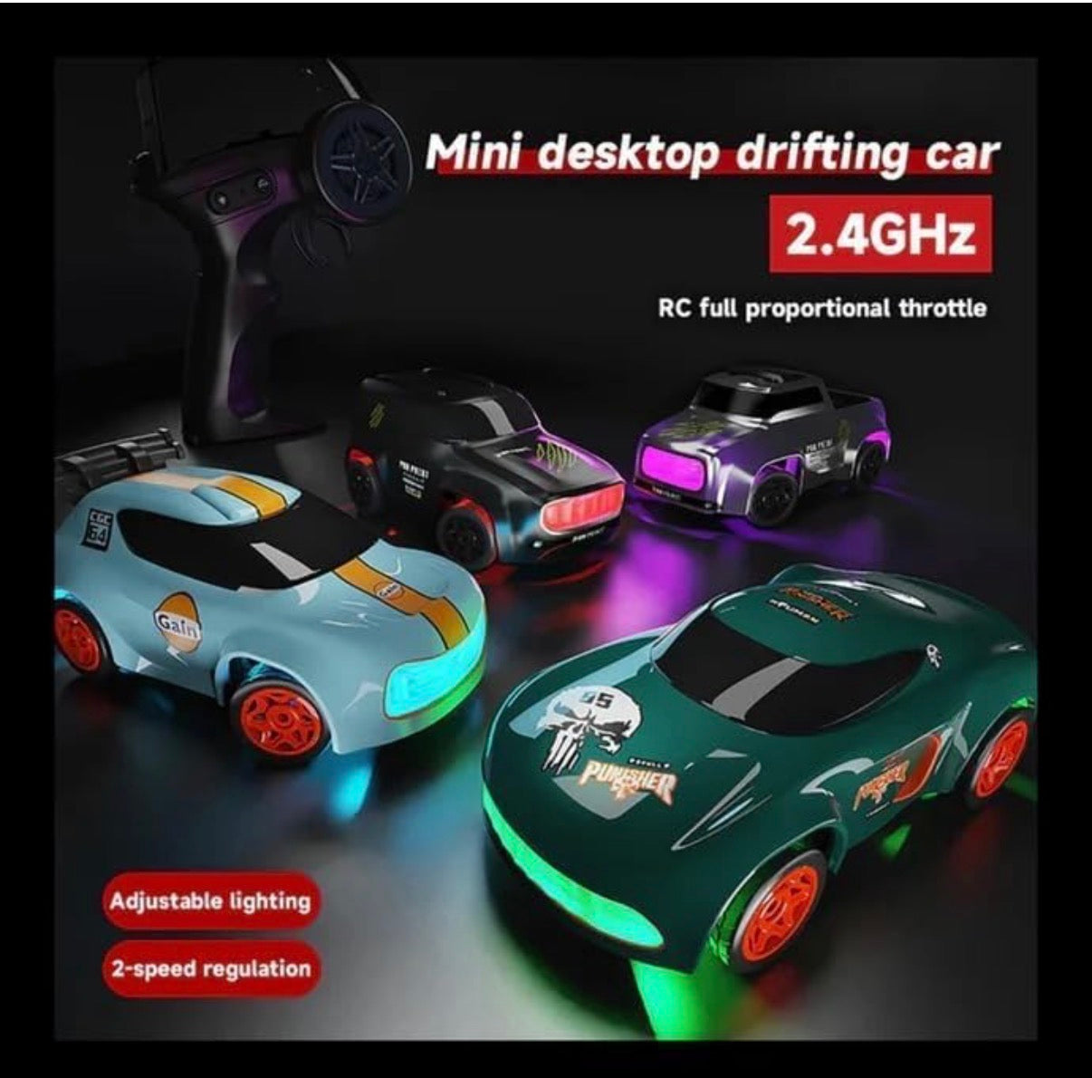 Mini RC Drift Car with Garage Remote Controller – 2.4GHz 4WD High Speed Racing Car | 6 Colour LED Lights | Steering Wheel Remote with Car Storage | 2-Speed Drift Car Toy for Boys Age 6+ | Birthday Gift
