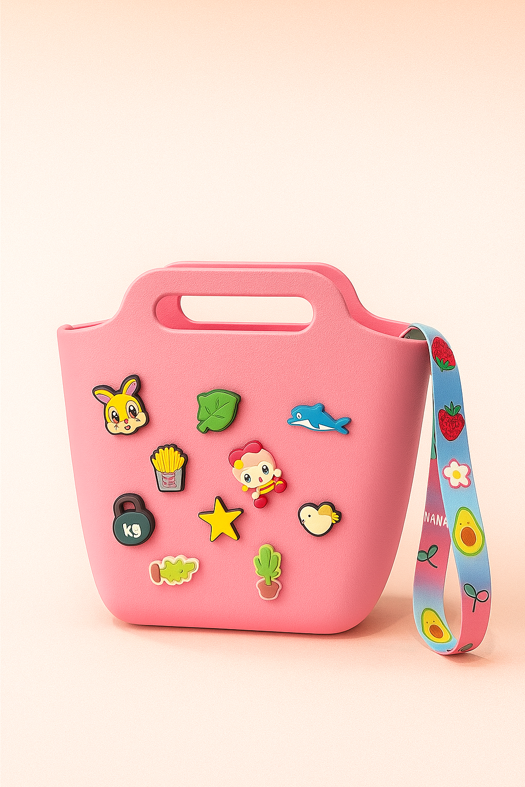 The Joy Sling | Trendy Crocs Style EVA Tote Bag for Women | Waterproof Handbag with Printed Strap & Fun Charms