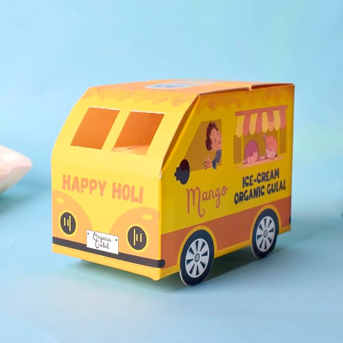 Coco Colours Ice-Cream Organic Gulal Gift Set | Kids’ Favourite Scented Holi Colours | Skin-Safe & Organic | Fun Ice-Cream Theme Packaging