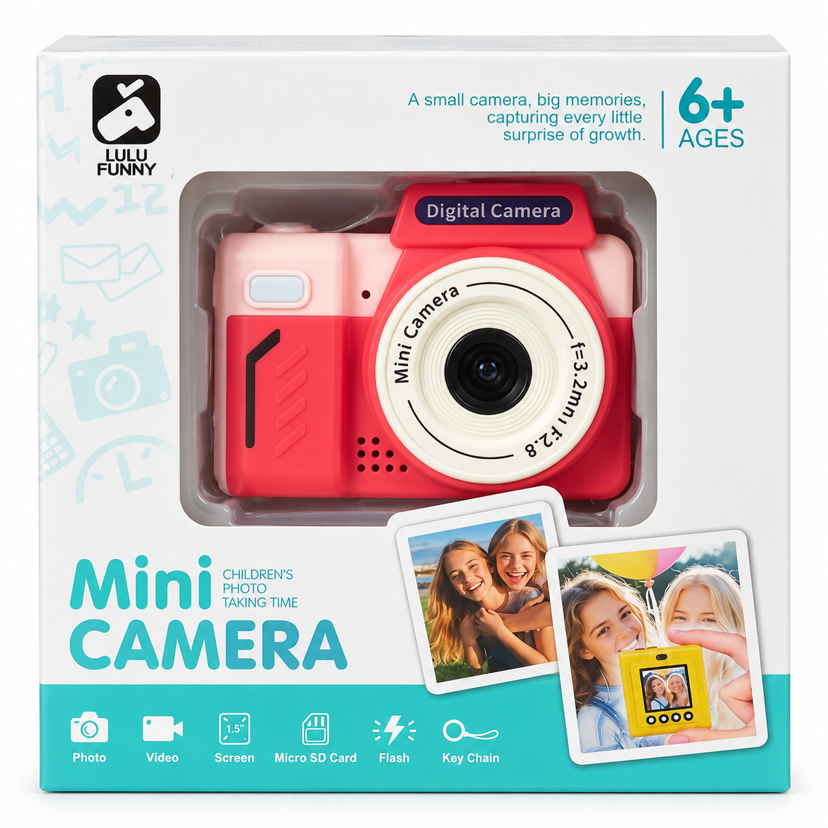 Keychain Digital Camera for Kids with 1.5 Inch Screen, Photo & Video, Flash & Type-C Charging
