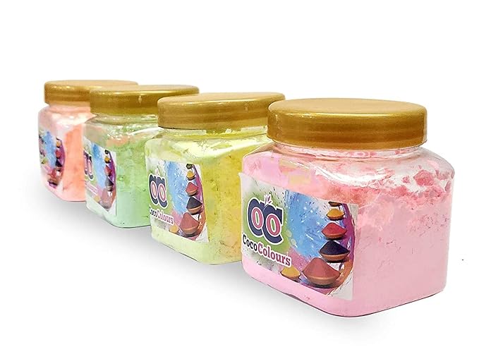 Coco Colours Deluxe Holi Gift Box | Organic & Skin-Safe Dry Colours (Pack of 4) | Soft Pastel Shades | Premium Festive Packaging