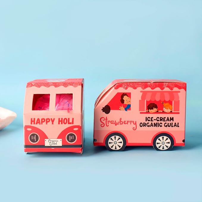 Coco Colours Ice-Cream Organic Gulal Gift Set | Kids’ Favourite Scented Holi Colours | Skin-Safe & Organic | Fun Ice-Cream Theme Packaging