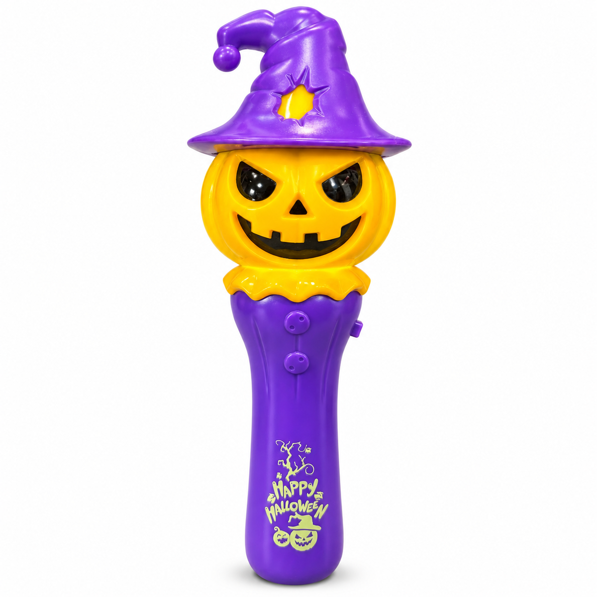 Halloween Light-Up Musical Wand for Kids – Handheld Spooky Sound & Light Toy with Glowing Eyes | Pumpkin, Skull, Witch & Ghost Designs | Halloween Party Favour, Trick-or-Treat Toy & Return Gift