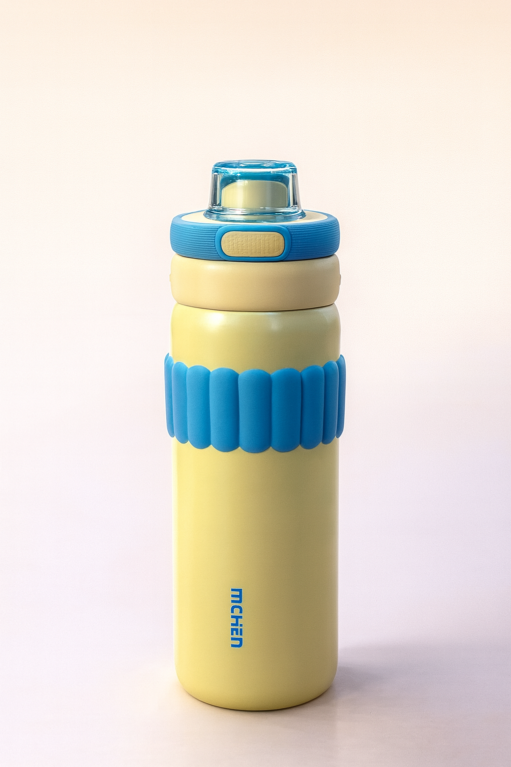 Cute Pastel Kids Water Bottle – Soft Silicone Grip, Leak-Proof Button Lid, BPA-Free Stainless Steel, Easy-Sip Spout Bottle for School & Travel