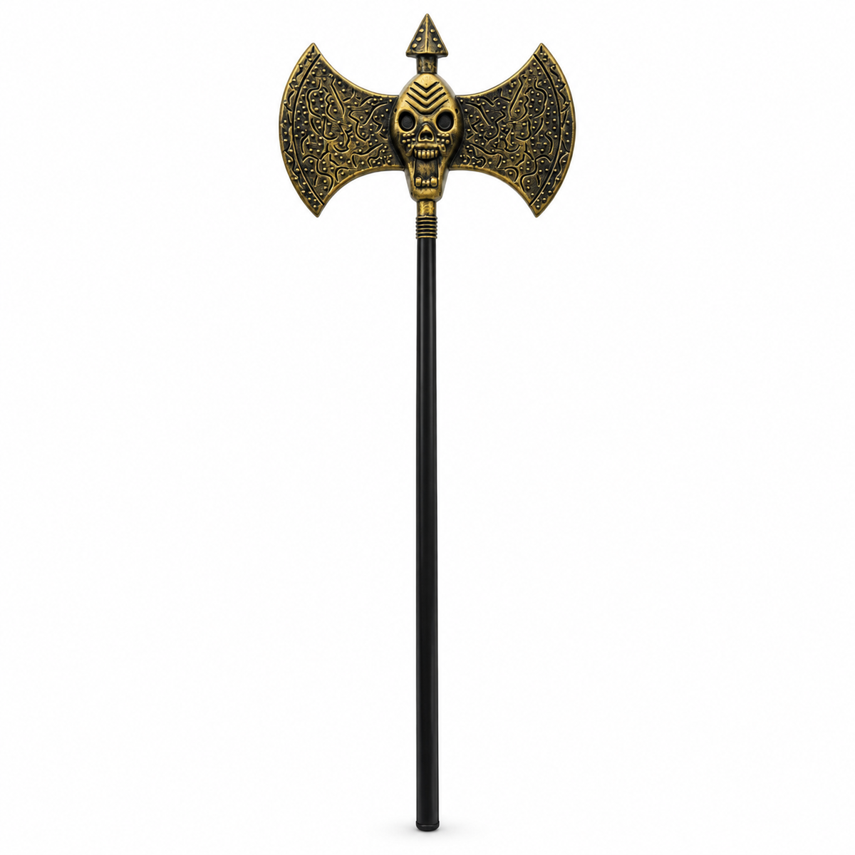 Halloween Skull Battle Axe Prop – Plastic Double-Headed Viking Axe with Antique Gold Finish | Costume Accessory for Warrior, Barbarian, Executioner & Pirate Costumes | Halloween Party & Cosplay Toy